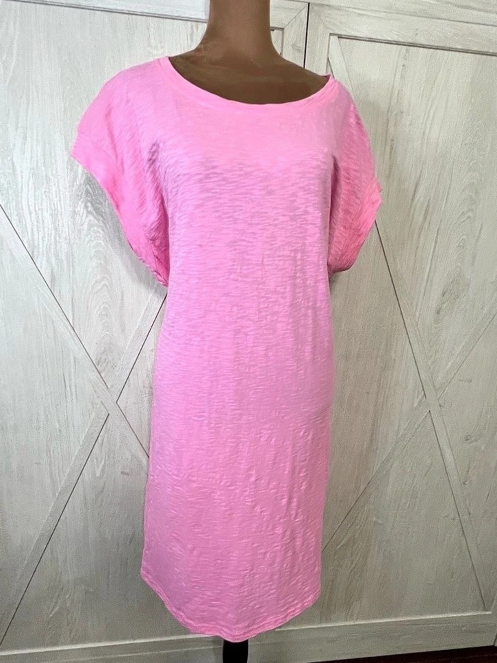 NWT J.Crew Pink Cotton Slub Tie Back T-Shirt Dress 3X Plus Size